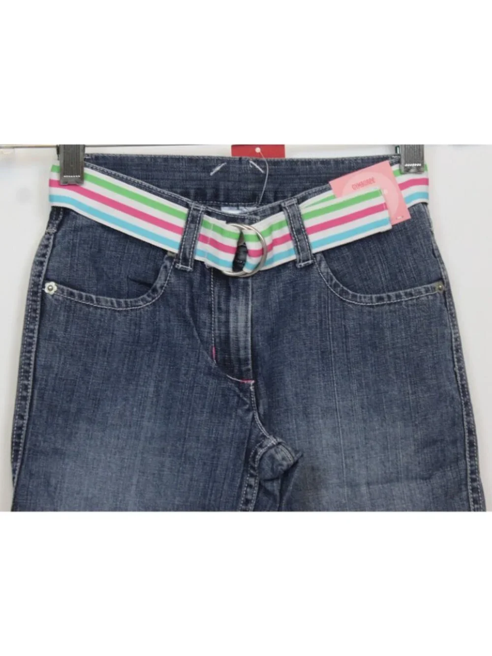 2008 Gymboree Tennis Match sz 5 Flared Jeans Ribbon Belt Adjustable Waist Wide